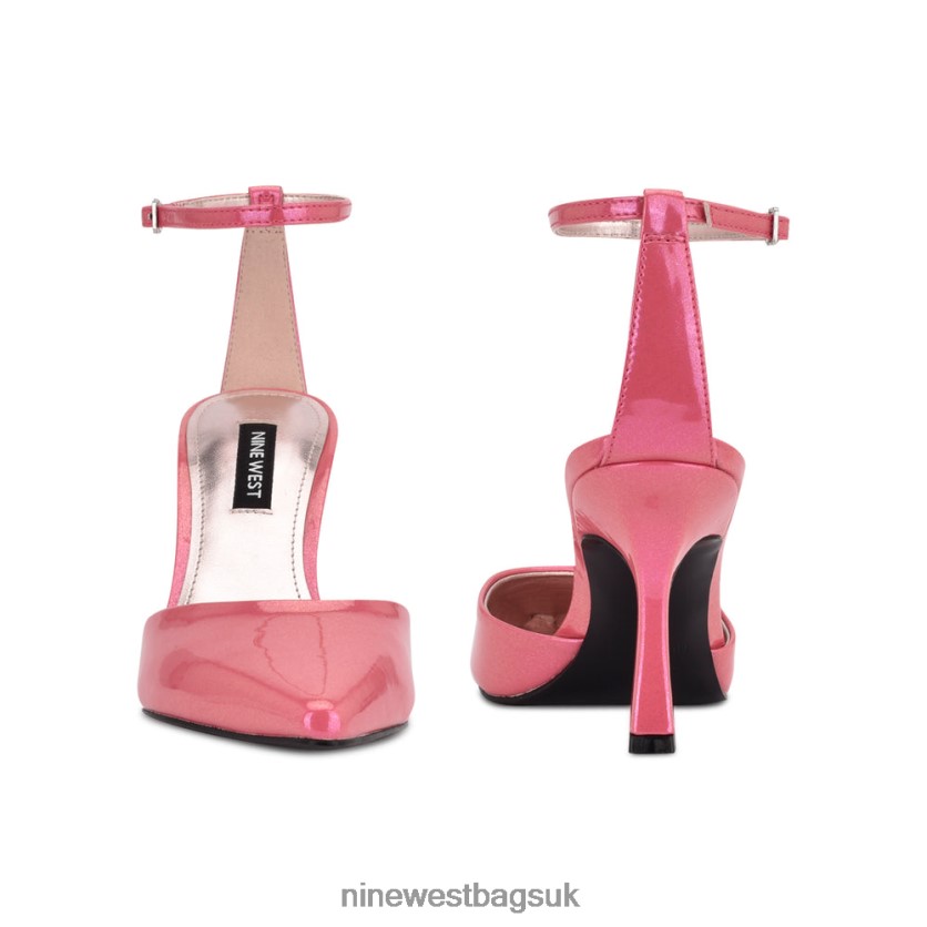 Nine West Shaply Pointy Toe Ankle Strap Pumps RFX40B1212 - Nine West Bags UK Pink Pearlized Metallic