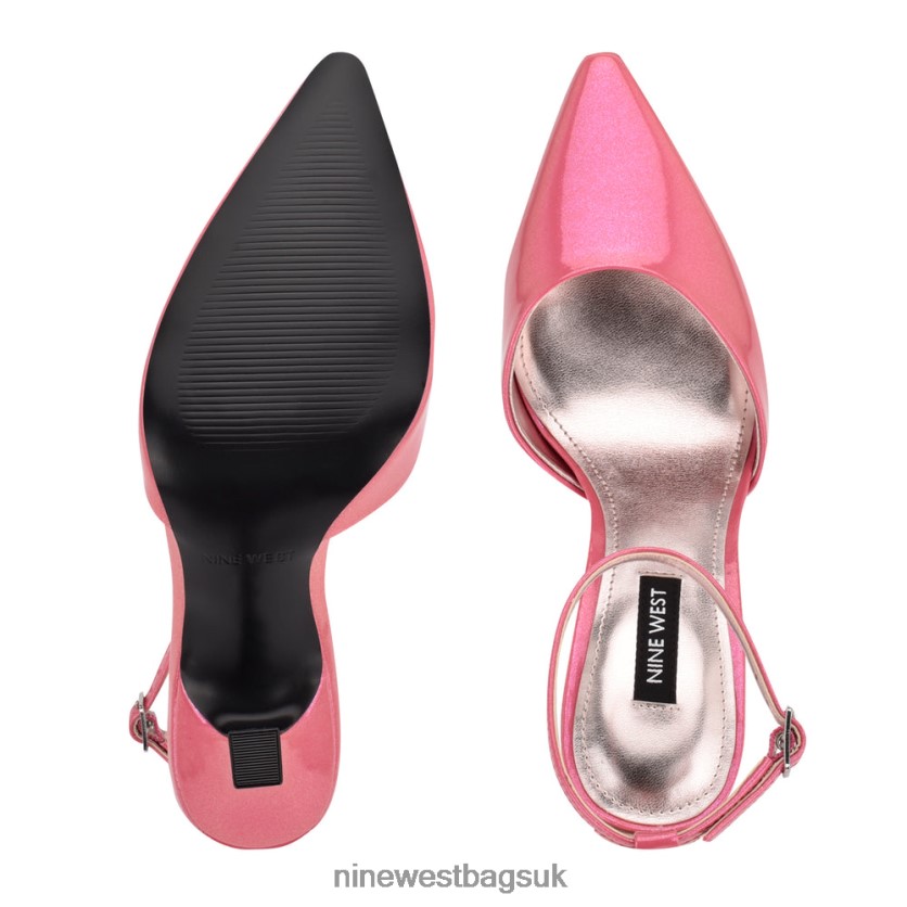 Nine West Shaply Pointy Toe Ankle Strap Pumps RFX40B1212 - Nine West Bags UK Pink Pearlized Metallic