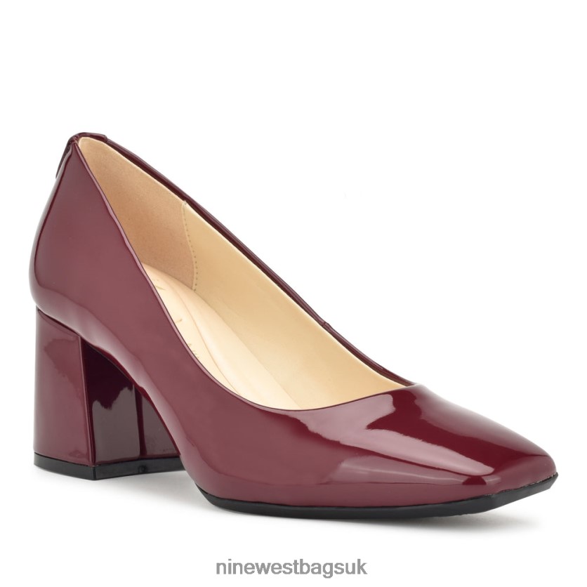 Nine West Vibe 9x9 Block Heel Pumps RFX40B1185 - Nine West UK Plum Patent