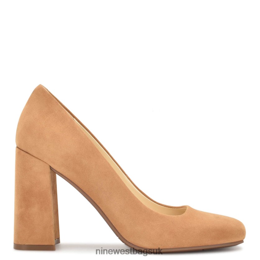 Nine West Yolend Block Heel Pumps RFX40B1199 - Nine West UK Sale Dark Natural Suede