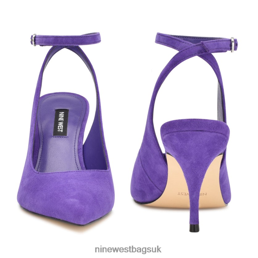 Nine West Boca Ankle Strap Pumps RFX40B907 - Nine West UK Sale Purple Suede