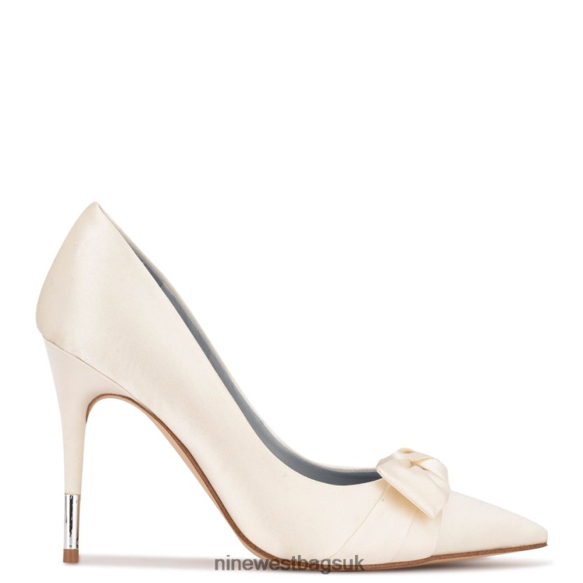 Nine West Bowy Dress Pumps RFX40B1871 - Nine West UK Sale White Satin