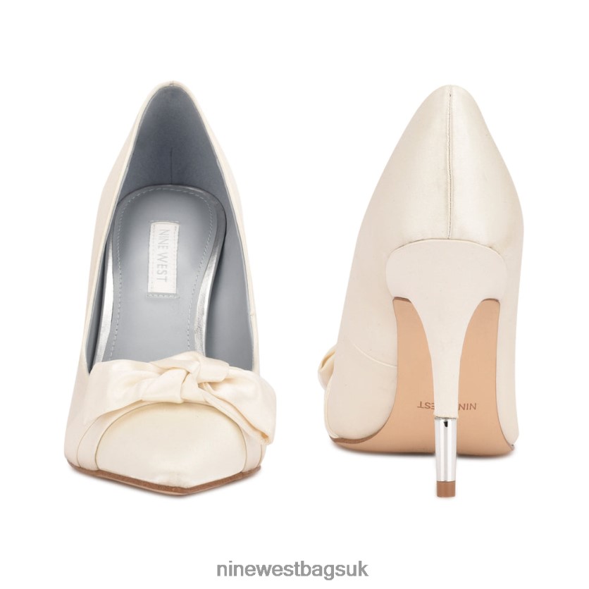 Nine West Bowy Dress Pumps RFX40B1871 - Nine West UK Sale White Satin