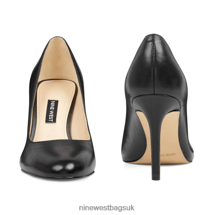 Nine West Dylan Round Toe Pumps RFX40B2371 - Nine West UK Sale Black Leather