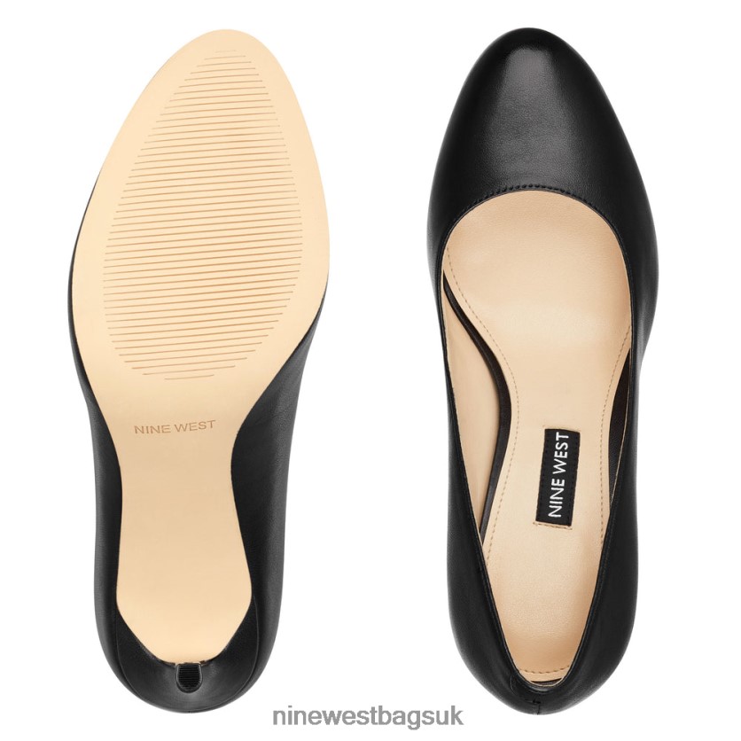 Nine West Dylan Round Toe Pumps RFX40B2371 - Nine West UK Sale Black Leather