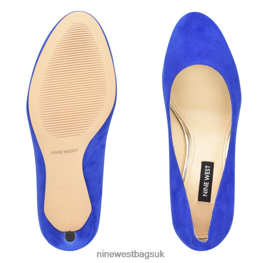 Nine West Dylan Round Toe Pumps RFX40B915 - Nine West UK Sale Medium Blue Suede