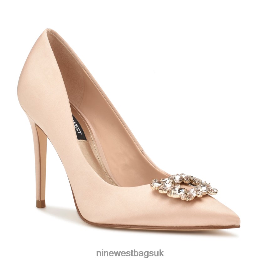 Nine West Fana Pointy Toe Pumps RFX40B1830 - Nine West Sandals UK Nude Satin Crystal