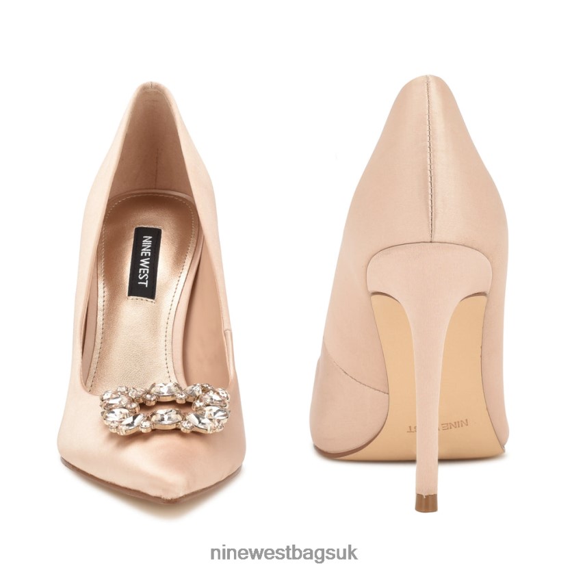 Nine West Fana Pointy Toe Pumps RFX40B1830 - Nine West Sandals UK Nude Satin Crystal