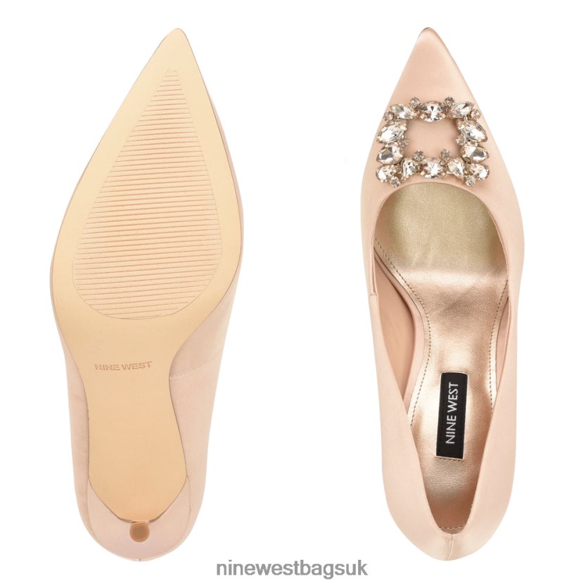 Nine West Fana Pointy Toe Pumps RFX40B1830 - Nine West Sandals UK Nude Satin Crystal
