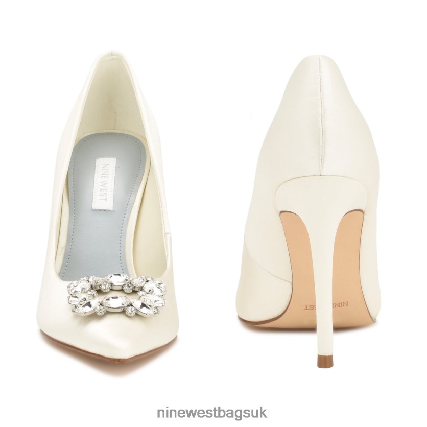 Nine West Fana Pointy Toe Pumps RFX40B1831 - Nine West UK Sale Ivory Satin Crystal