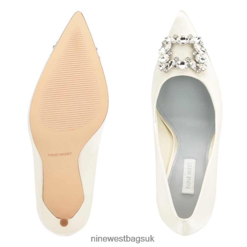 Nine West Fana Pointy Toe Pumps RFX40B1831 - Nine West UK Sale Ivory Satin Crystal