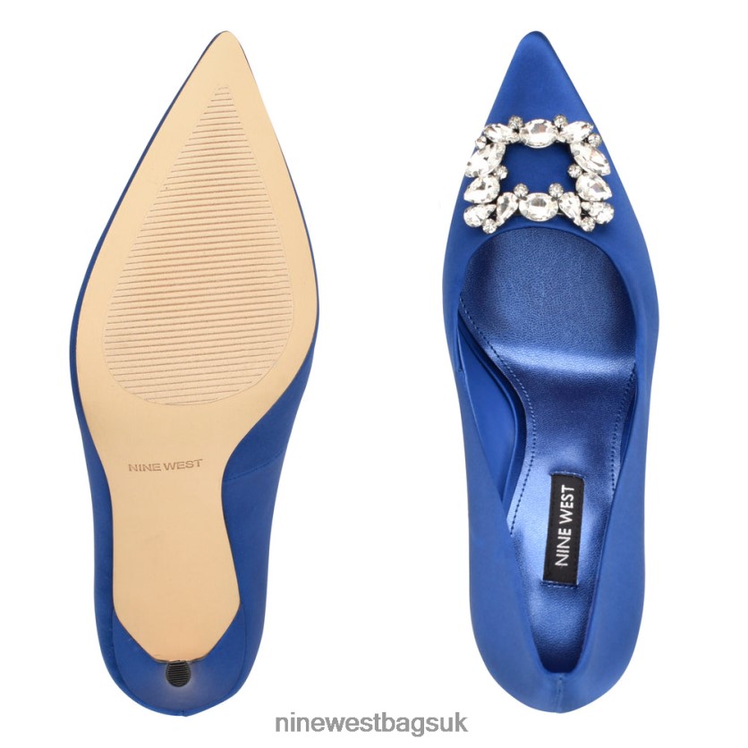 Nine West Fana Pointy Toe Pumps RFX40B1832 - Nine West Bags UK Blue Satin Crystal