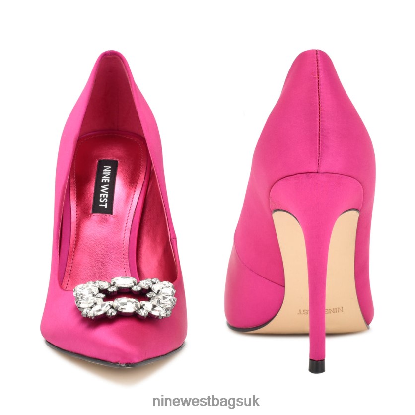 Nine West Fana Pointy Toe Pumps RFX40B905 - Nine West UK Pink Satin Crystal