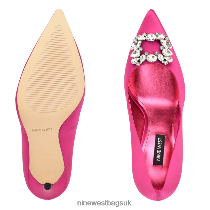 Nine West Fana Pointy Toe Pumps RFX40B905 - Nine West UK Pink Satin Crystal