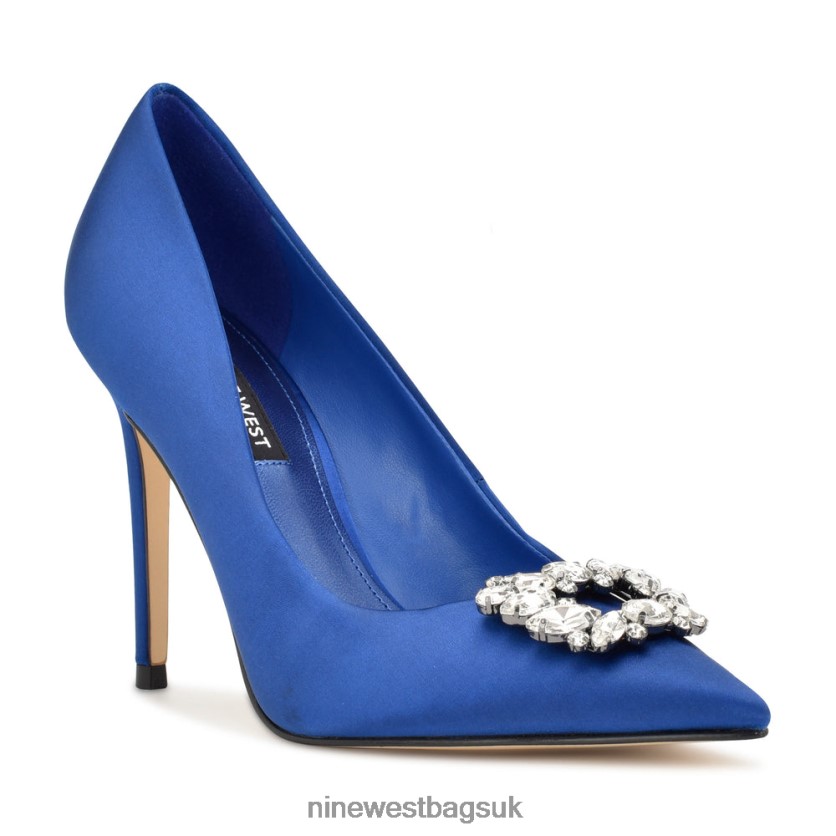 Nine West Fana Pointy Toe Pumps RFX40B906 - Nine West Sandals UK Blue Satin Crystal