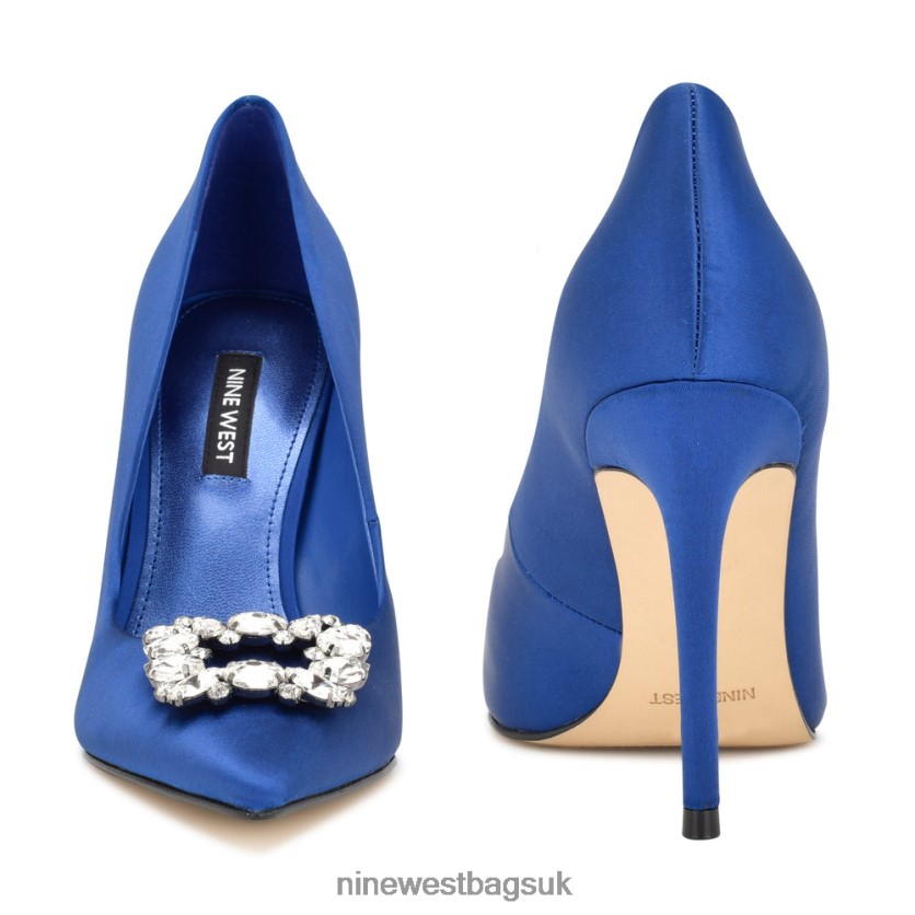 Nine West Fana Pointy Toe Pumps RFX40B906 - Nine West Sandals UK Blue Satin Crystal