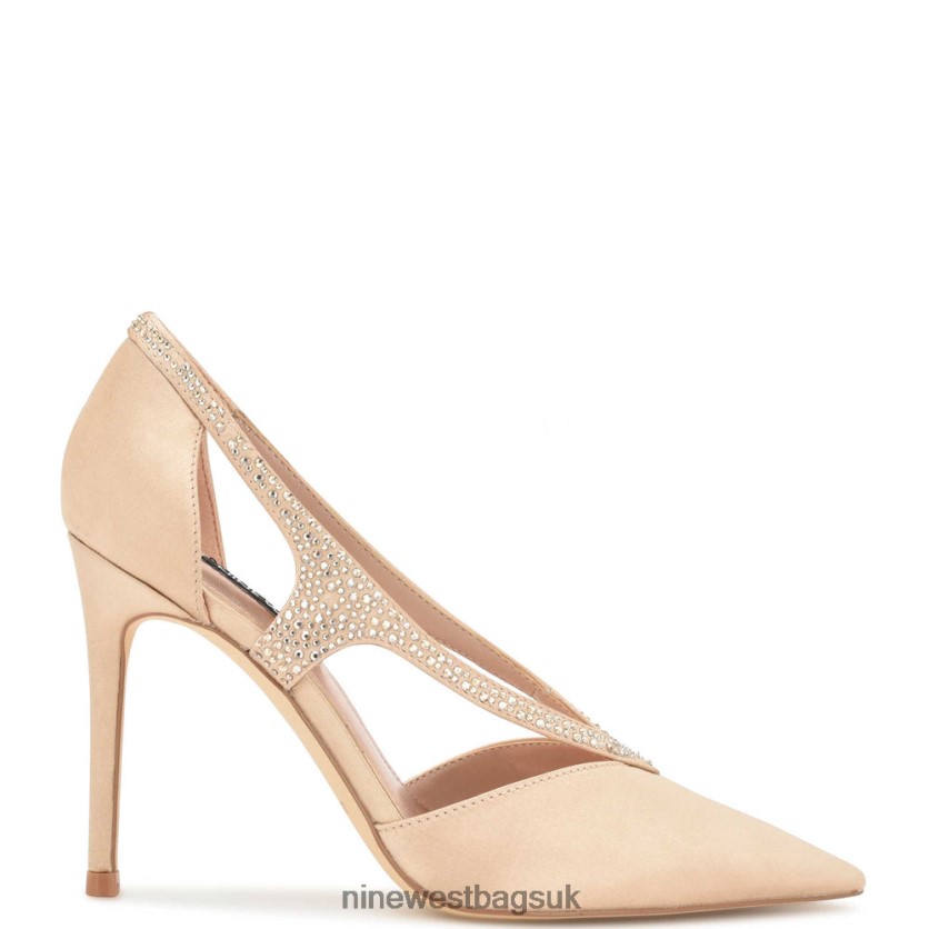 Nine West Fantasy Pointy Toe Pumps RFX40B1804 - Nine West Bags UK Nude Satin Crystal