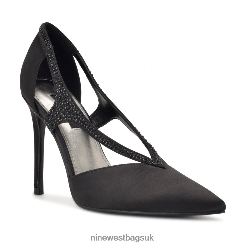 Nine West Fantasy Pointy Toe Pumps RFX40B1806 - Nine West Sandals UK Black Satin Crystal