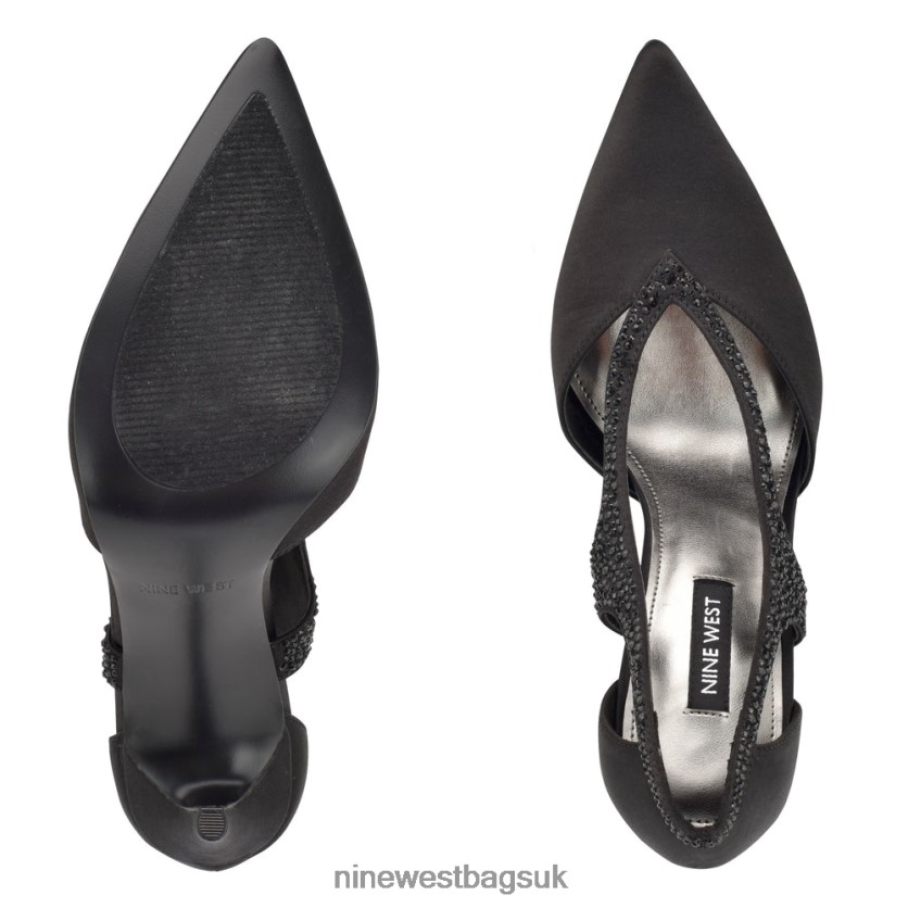 Nine West Fantasy Pointy Toe Pumps RFX40B1806 - Nine West Sandals UK Black Satin Crystal