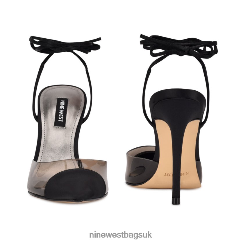 Nine West Ferest Ankle Wrap Pumps RFX40B1647 - Nine West UK Sale Black/Smoke