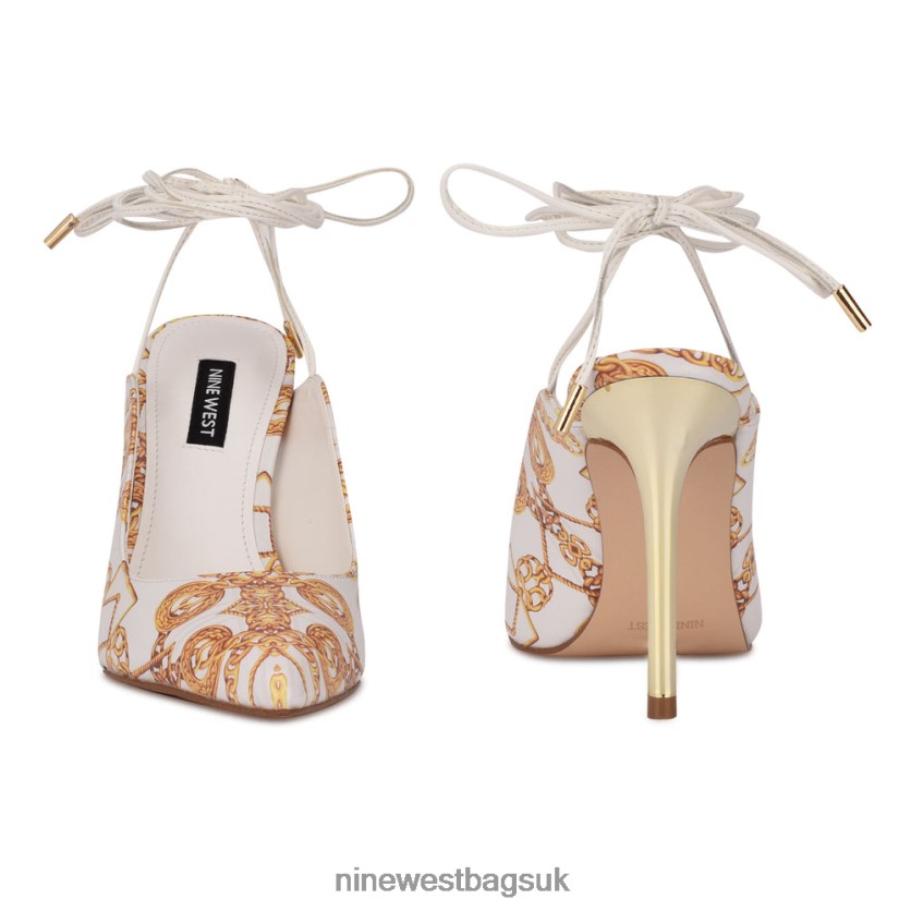 Nine West Feya Ankle Wrap Dress Pumps RFX40B1439 - Nine West UK Sale White Multi