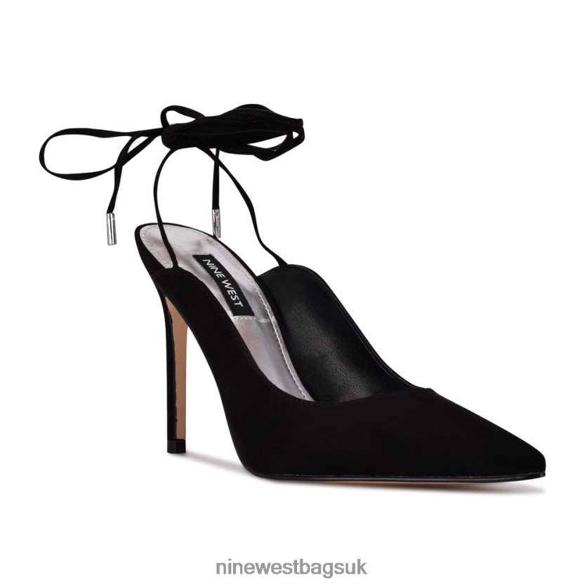 Nine West Feya Ankle Wrap Dress Pumps RFX40B1635 - Nine West UK Sale Black Suede