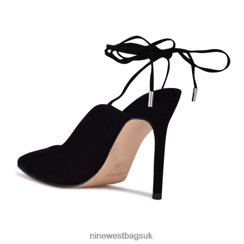 Nine West Feya Ankle Wrap Dress Pumps RFX40B1635 - Nine West UK Sale Black Suede