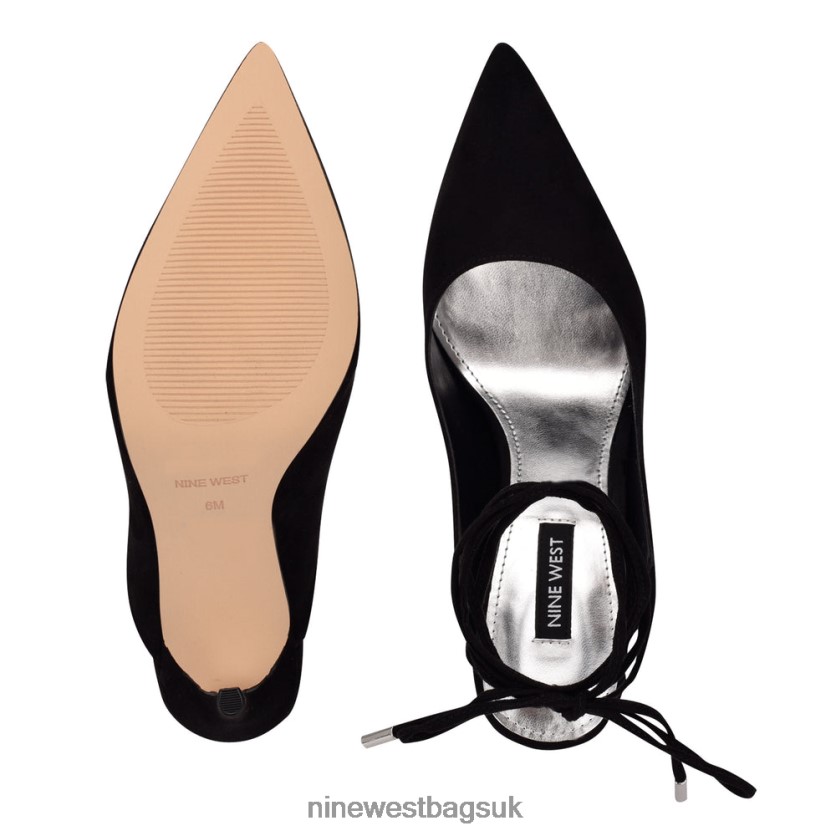 Nine West Feya Ankle Wrap Dress Pumps RFX40B1635 - Nine West UK Sale Black Suede
