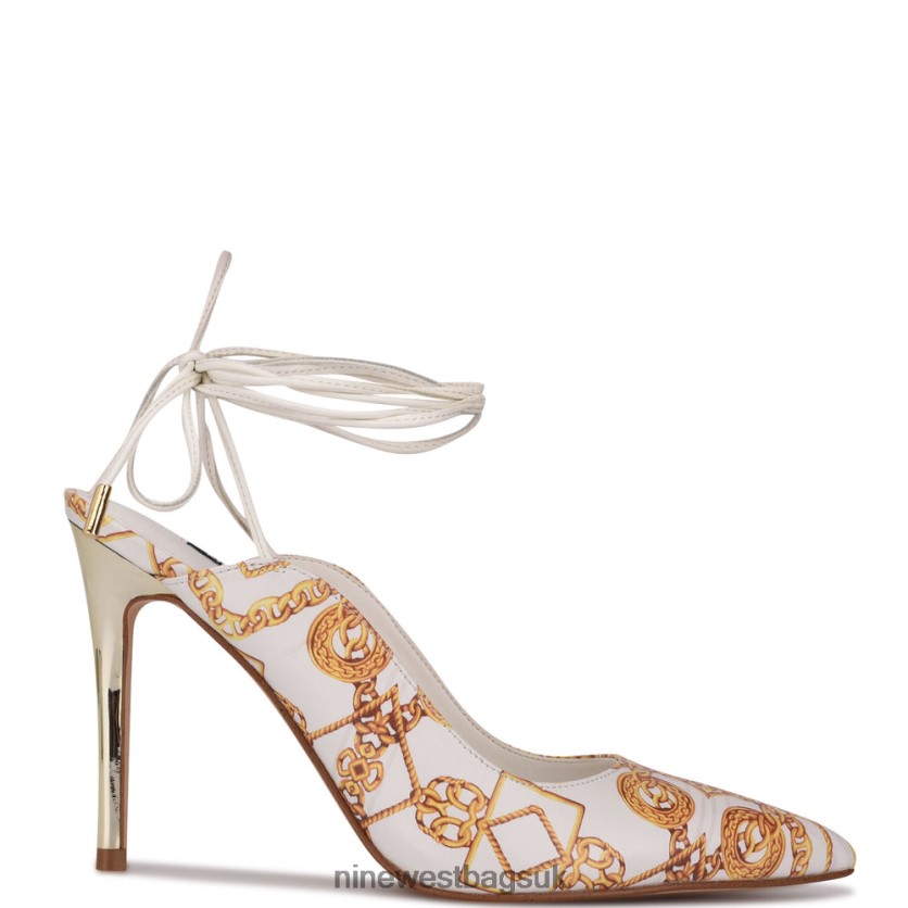 Nine West Feya Ankle Wrap Dress Pumps RFX40B2015 - Nine West UK Sale White Multi