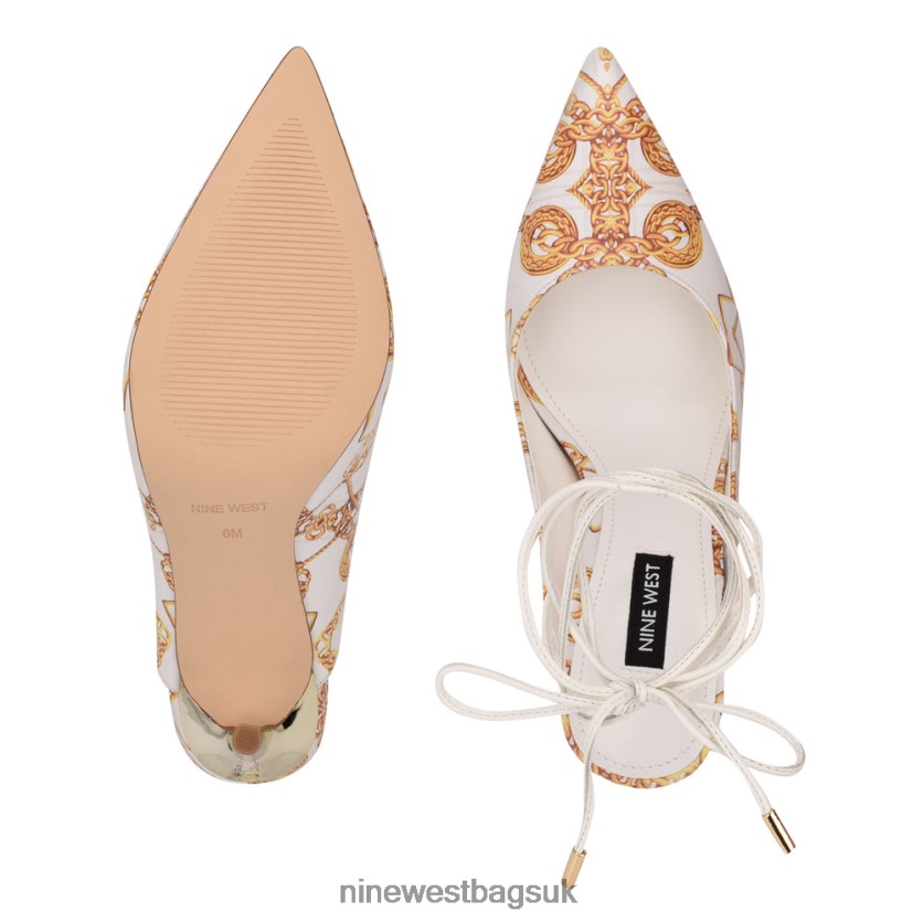Nine West Feya Ankle Wrap Dress Pumps RFX40B2015 - Nine West UK Sale White Multi