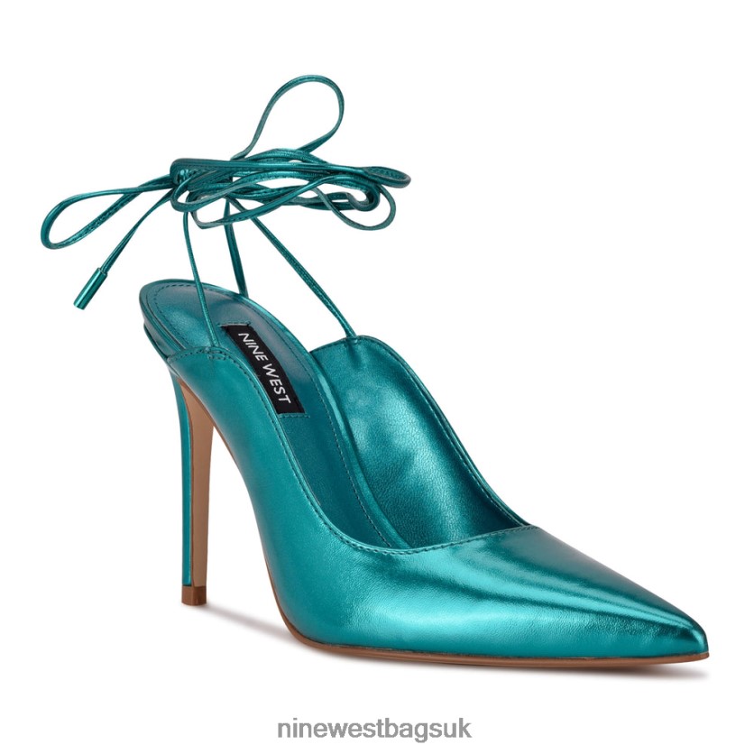 Nine West Feya Ankle Wrap Dress Pumps RFX40B2016 - Nine West Bags UK Turquoise Metallic