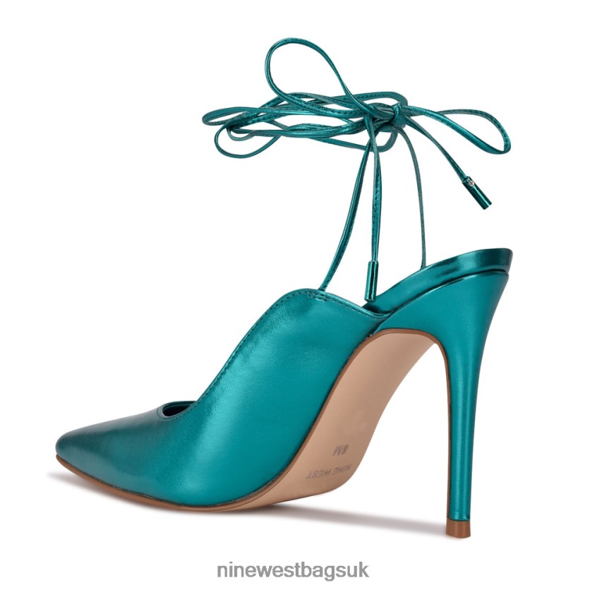 Nine West Feya Ankle Wrap Dress Pumps RFX40B2016 - Nine West Bags UK Turquoise Metallic