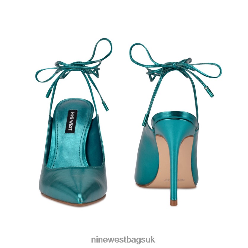 Nine West Feya Ankle Wrap Dress Pumps RFX40B2016 - Nine West Bags UK Turquoise Metallic