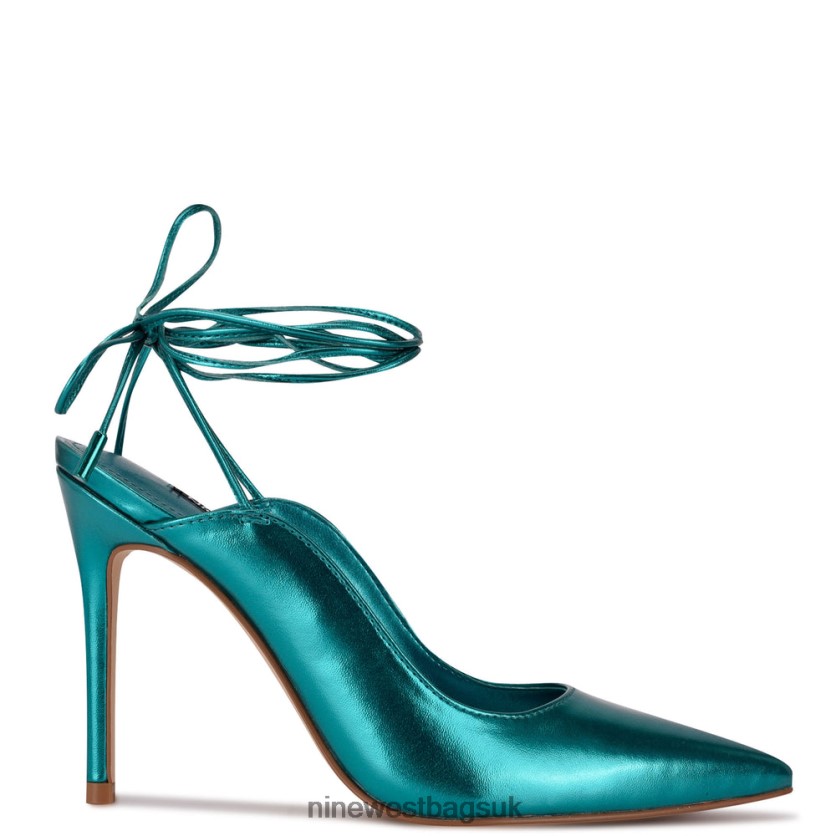 Nine West Feya Ankle Wrap Dress Pumps RFX40B975 - Nine West UK Sale Turquoise Metallic
