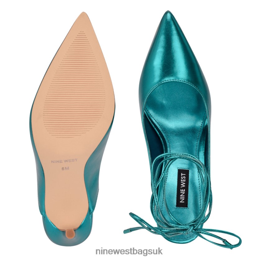 Nine West Feya Ankle Wrap Dress Pumps RFX40B975 - Nine West UK Sale Turquoise Metallic