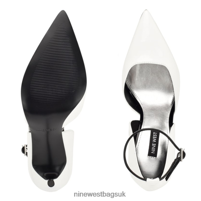 Nine West Finda d\'Orsay Ankle Strap Pumps RFX40B1383 - Nine West UK Sale White Patent