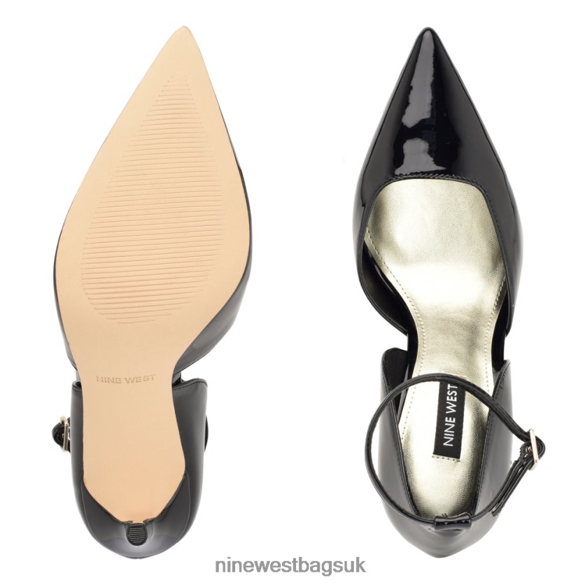 Nine West Finda d\'Orsay Ankle Strap Pumps RFX40B1385 - Nine West UK Black Patent