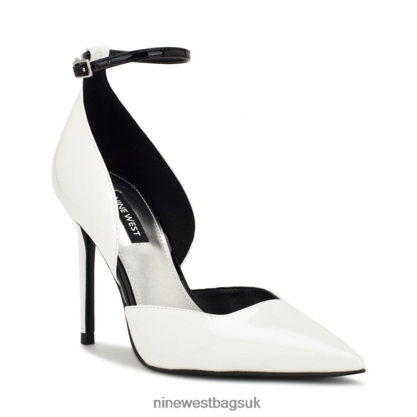 Nine West Finda d\'Orsay Ankle Strap Pumps RFX40B1588 - Nine West Bags UK White Patent