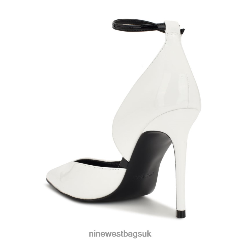 Nine West Finda d\'Orsay Ankle Strap Pumps RFX40B1588 - Nine West Bags UK White Patent
