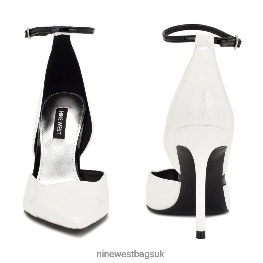 Nine West Finda d\'Orsay Ankle Strap Pumps RFX40B1588 - Nine West Bags UK White Patent