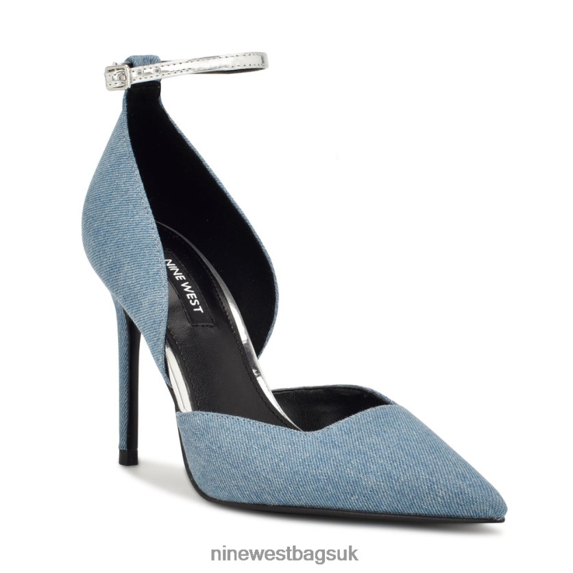 Nine West Finda d\'Orsay Ankle Strap Pumps RFX40B1590 - Nine West Sandals UK Blue Denim