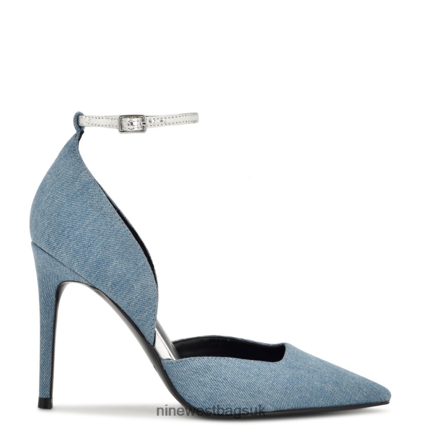 Nine West Finda d'Orsay Ankle Strap Pumps RFX40B872 - Nine West Bags UK Blue Denim