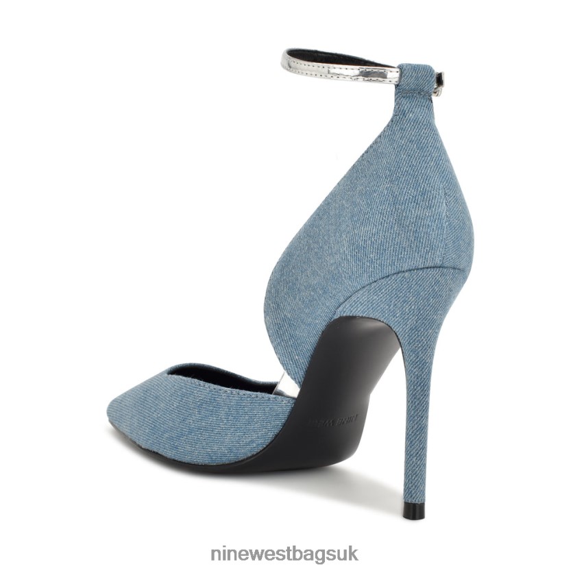 Nine West Finda d\'Orsay Ankle Strap Pumps RFX40B872 - Nine West Bags UK Blue Denim