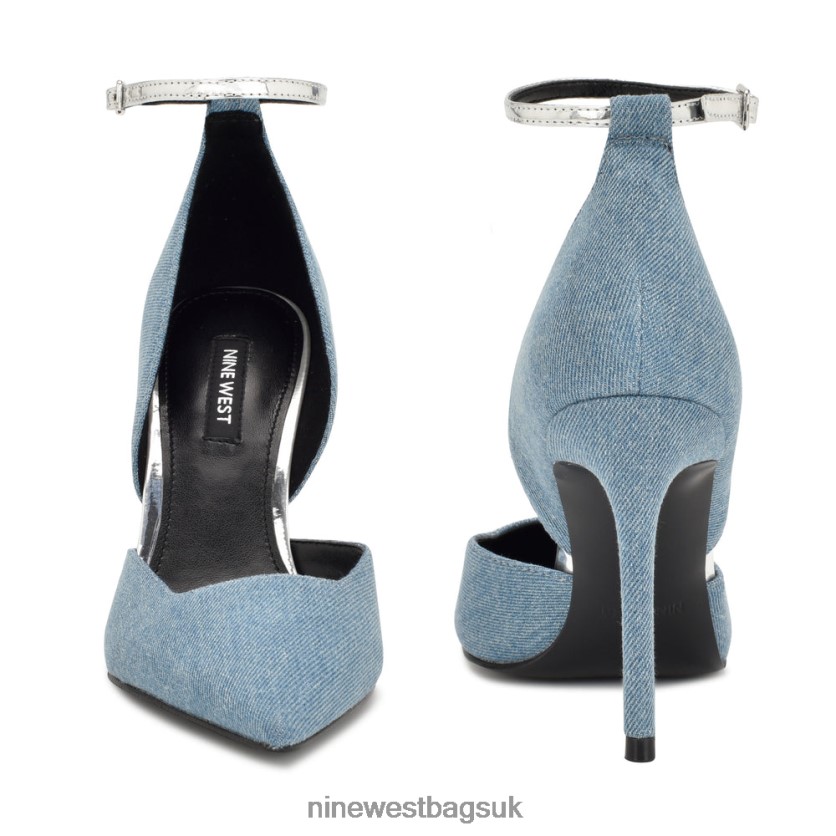 Nine West Finda d\'Orsay Ankle Strap Pumps RFX40B872 - Nine West Bags UK Blue Denim