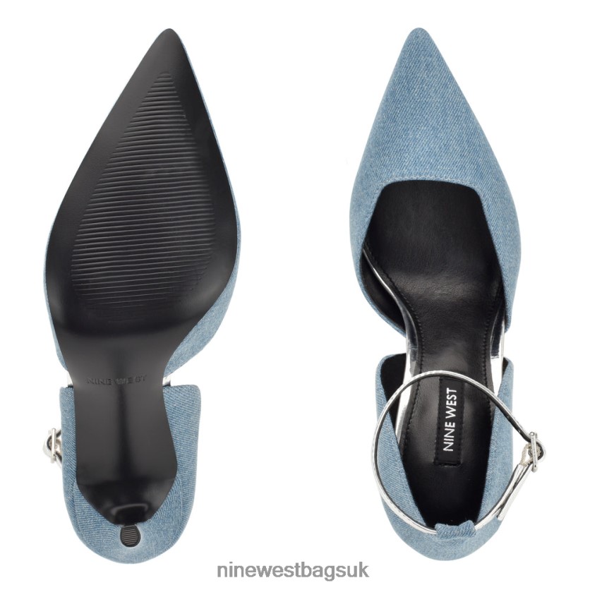 Nine West Finda d\'Orsay Ankle Strap Pumps RFX40B872 - Nine West Bags UK Blue Denim