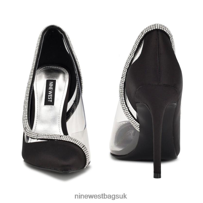 Nine West Finna Pointy Toe Pumps RFX40B1854 - Nine West Sandals UK Black Satin