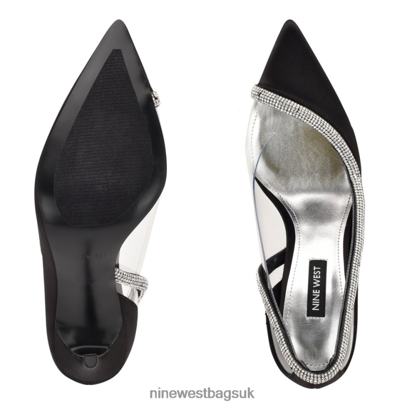 Nine West Finna Pointy Toe Pumps RFX40B1854 - Nine West Sandals UK Black Satin