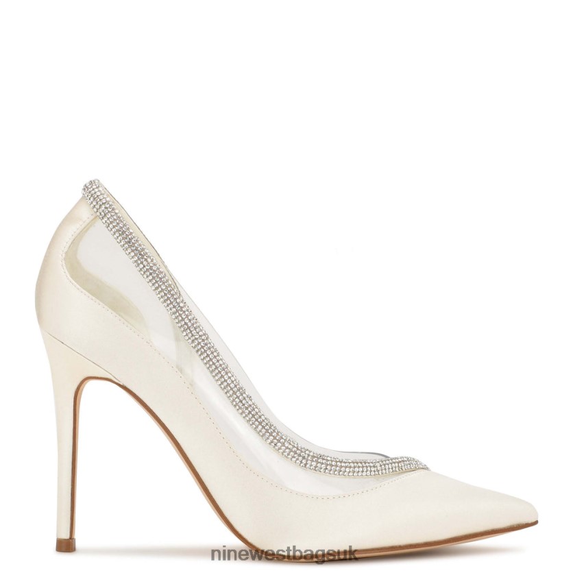 Nine West Finna Pointy Toe Pumps RFX40B1855 - Nine West UK Sale Ivory Satin