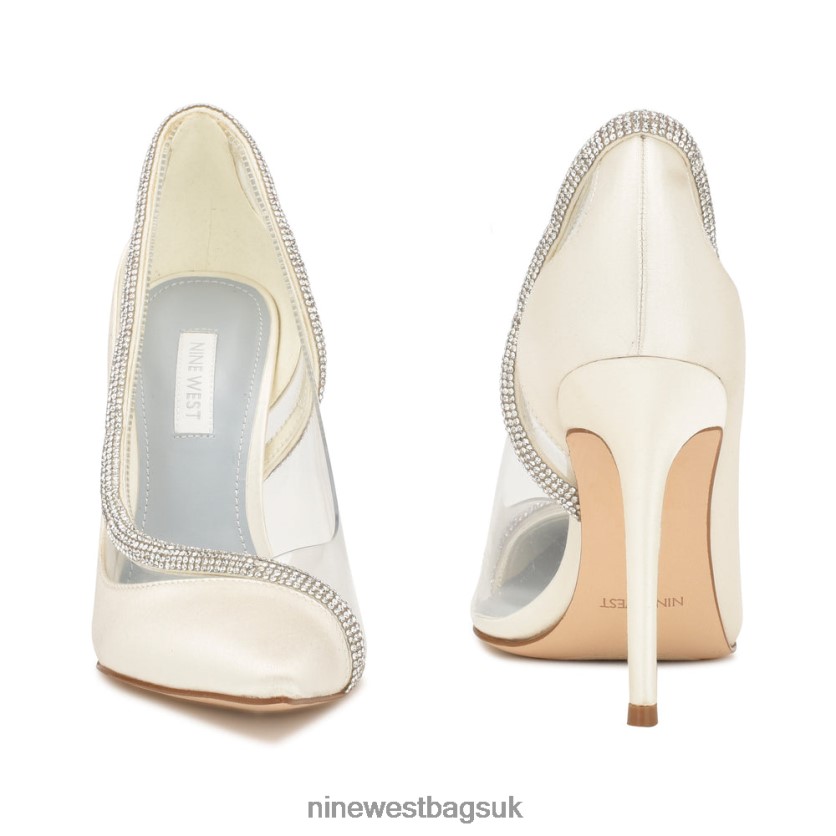Nine West Finna Pointy Toe Pumps RFX40B1855 - Nine West UK Sale Ivory Satin