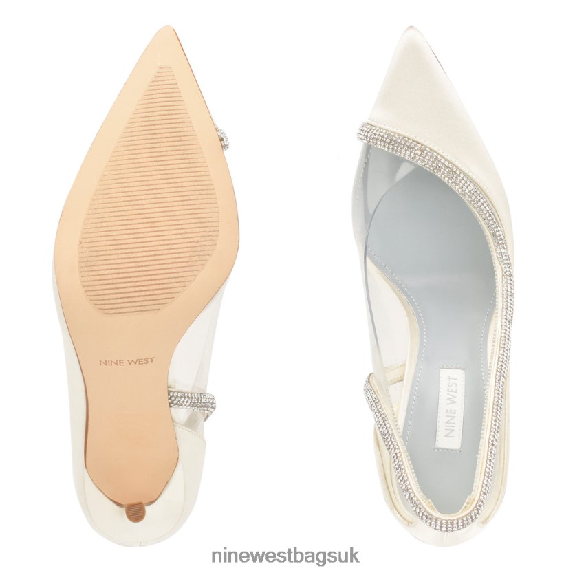 Nine West Finna Pointy Toe Pumps RFX40B1855 - Nine West UK Sale Ivory Satin